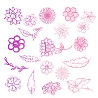 Belle griffonnage floral coloré set design illustration vecteur