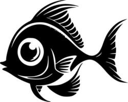 poisson - noir et blanc isolé icône - vecteur illustration