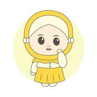 muslimah chibi personnage vecteur