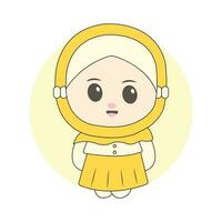 muslimah chibi personnage vecteur