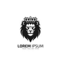 Lion minimal logo silhouette vecteur icône avec couronne