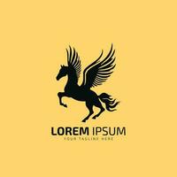 en volant cheval logo, en volant cheval icône, vecteur conception illustration coloré isolé noir silhouette cheval sur Jaune Contexte.