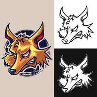 Renard tête mascotte logo avec 3 versions vecteur