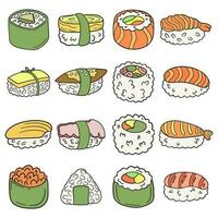 Japonais Fruit de mer Sushi autocollant griffonnage vecteur art