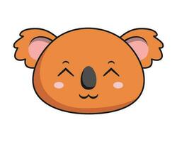 koala timide visage marron koala stiker kawaii isolé vecteur