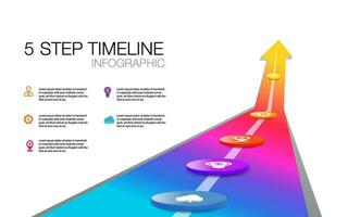 route à Succès infographie modèle 5 étape pour affaires direction, commercialisation stratégie, diagramme, données, éclat, La Flèche chronologie vecteur