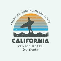 typographie d'illustration californienne. parfait pour la conception de t-shirt vecteur