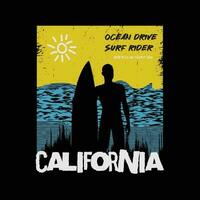 typographie d'illustration californienne. parfait pour la conception de t-shirt vecteur