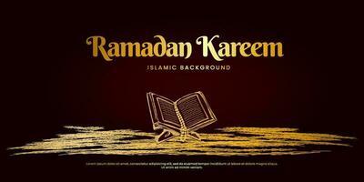 abstrait or main dessiner Ramadan kareem Contexte vecteur