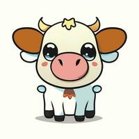 mignonne dessin animé une vache sur blanc Contexte vecteur