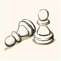 deux pions sont des croquis de pièces d'échecs. ment et se tient debout. illustration vectorielle dessinée à la main. vecteur