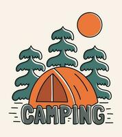 camping et tente sur le forêt vecteur illustration