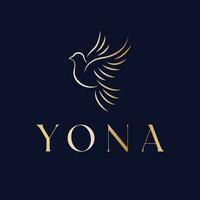 Yona logo conception. abstrait oiseau vecteur logotype. luxe oiseau logo modèle.