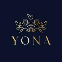 Yona logo conception. abstrait oiseau vecteur logotype. luxe oiseau logo modèle.