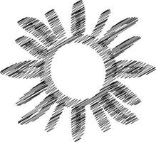 Soleil icône noir ligne dessin ou griffonnage logo lumière du soleil signe symbole temps élément vecteur illustration