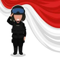 femme policier dessin animé vecteur