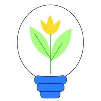 vecteur plat illustration de éco Jaune lumière ampoule avec Jaune fleur