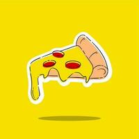 Pizza main tiré vecteur griffonnage illustration autocollant