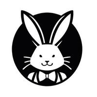 mignonne lapin gentilhomme personnage noir et blanc vecteur icône.