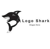 requin logo conception vecteur illustration. requin silhouette dans noir et blanche. sauvage animaux. adapté pour T-shirt conception, logo, icône, site Internet, entreprise, publicité, affiche, autocollant conception, concept.