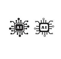 artificiel intelligence logo conception vecteur illustration. chipset avec le mot ai dans noir et blanc silhouette style. adapté pour logo, icône, site Internet, publicité, moderne, T-shirt conception, concept