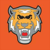 3d logo conception vecteur illustration. du tigre tête avec démonté style. solide logo. coloré. Orange Contexte. sauvage animal. meilleur pour collection, logo, icône, T-shirt conception, affiche, publicité