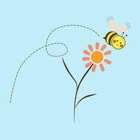 vecteur Marguerite fleur avec mignonne abeille dessin animé et cœur isolé sur blanc Contexte vecteur illustration prime conception vecteur eps10