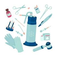 ensemble avec instruments pour cryochirurgie vecteur