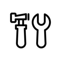 marteau et clé vecteur illustration isolé signe symbole icône adapté pour afficher, site Internet, logo et designer. haute qualité noir style vecteur icône. icône conception