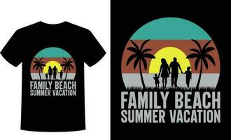 famille plage été vacances T-shirt vecteur