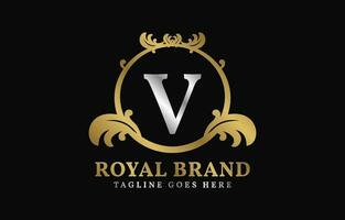 lettre v Royal marque luxueux cercle Cadre initiale vecteur logo conception