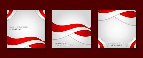 abstrait rouge et blanc carré social médias Contexte indonésien drapeau décoration vecteur