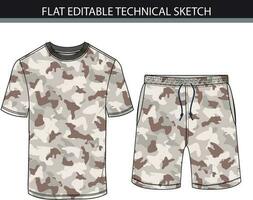 camouflage T-shirt et short modèle. vecteur illustration.