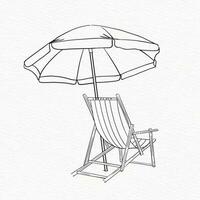 un ligne dessin de plage parapluie et chaise avec été vibe vecteur