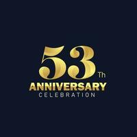 d'or 53e anniversaire logo conception, luxueux et magnifique coq d'or Couleur pour fête événement, mariage, salutation carte, et invitation vecteur