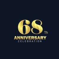 d'or 68h anniversaire logo conception, luxueux et magnifique coq d'or Couleur pour fête événement, mariage, salutation carte, et invitation vecteur