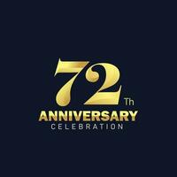 d'or 72e anniversaire logo conception, luxueux et magnifique coq d'or Couleur pour fête événement, mariage, salutation carte, et invitation vecteur