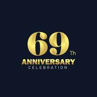 d'or 69ème anniversaire logo conception, luxueux et magnifique coq d'or Couleur pour fête événement, mariage, salutation carte, et invitation vecteur