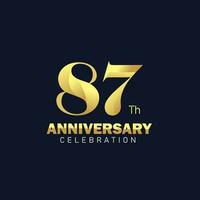 d'or 87e anniversaire logo conception, luxueux et magnifique coq d'or Couleur pour fête événement, mariage, salutation carte, et invitation vecteur