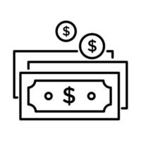 pièce et billet dollar avec style de ligne de paiement en ligne de flèches vecteur