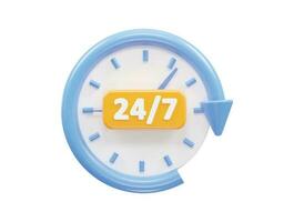 24 heure un service icône vecteur 3d