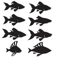 une ensemble de poisson vecteur silhouette illustration