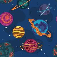 ensemble de coloré sci Fi planètes sur une univers Contexte vecteur