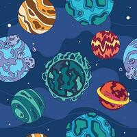 ensemble de coloré sci Fi planètes sur une univers Contexte vecteur
