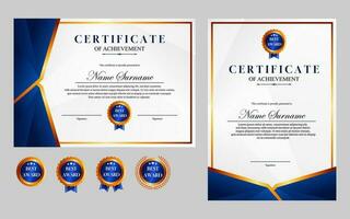 certificat conception Facile moderne a4 luxe certificat bleu or Couleur vecteur
