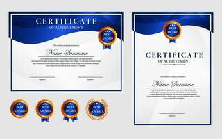 certificat conception Facile moderne a4 luxe certificat bleu or Couleur vecteur