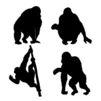 orang-outan animal silhouette collection vecteur