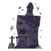 terrifiant hanté maison ou Château Manoir abandonné Accueil avec fantôme et chauve souris pour Halloween concept illustration vecteur