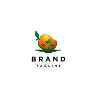 tropical mangue île logo conception. mangue fruit avec chaud tropical île silhouette à l'intérieur. vecteur