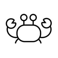 icône de style de ligne animal de mer crabe vecteur